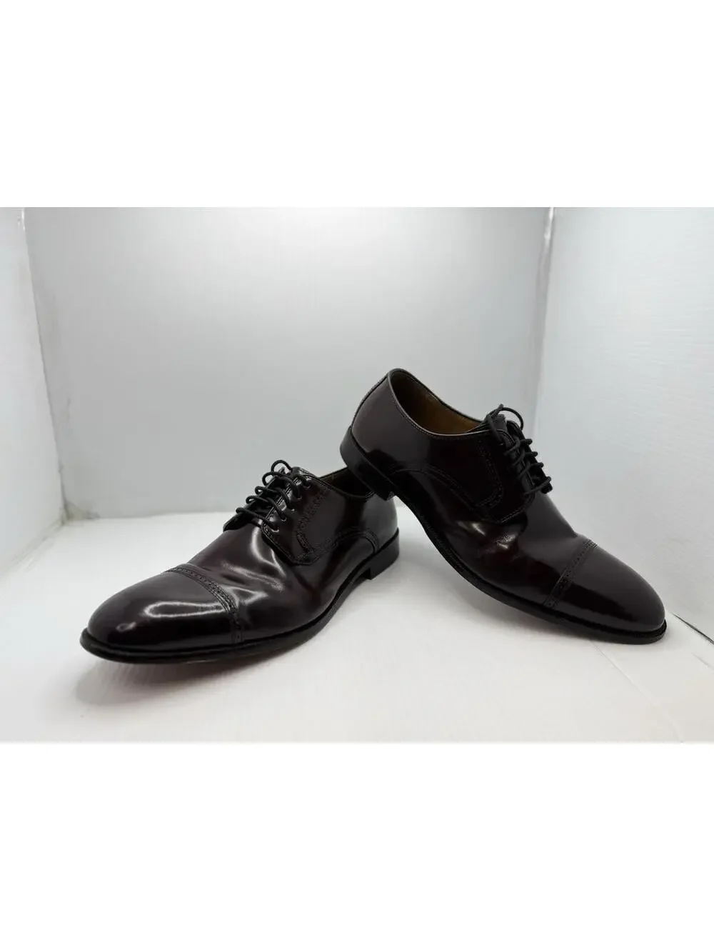 Mens 13 D/B Johnston & Murphy Melton Cap-Toe Shoes Burgundy Leather Oxford Dress